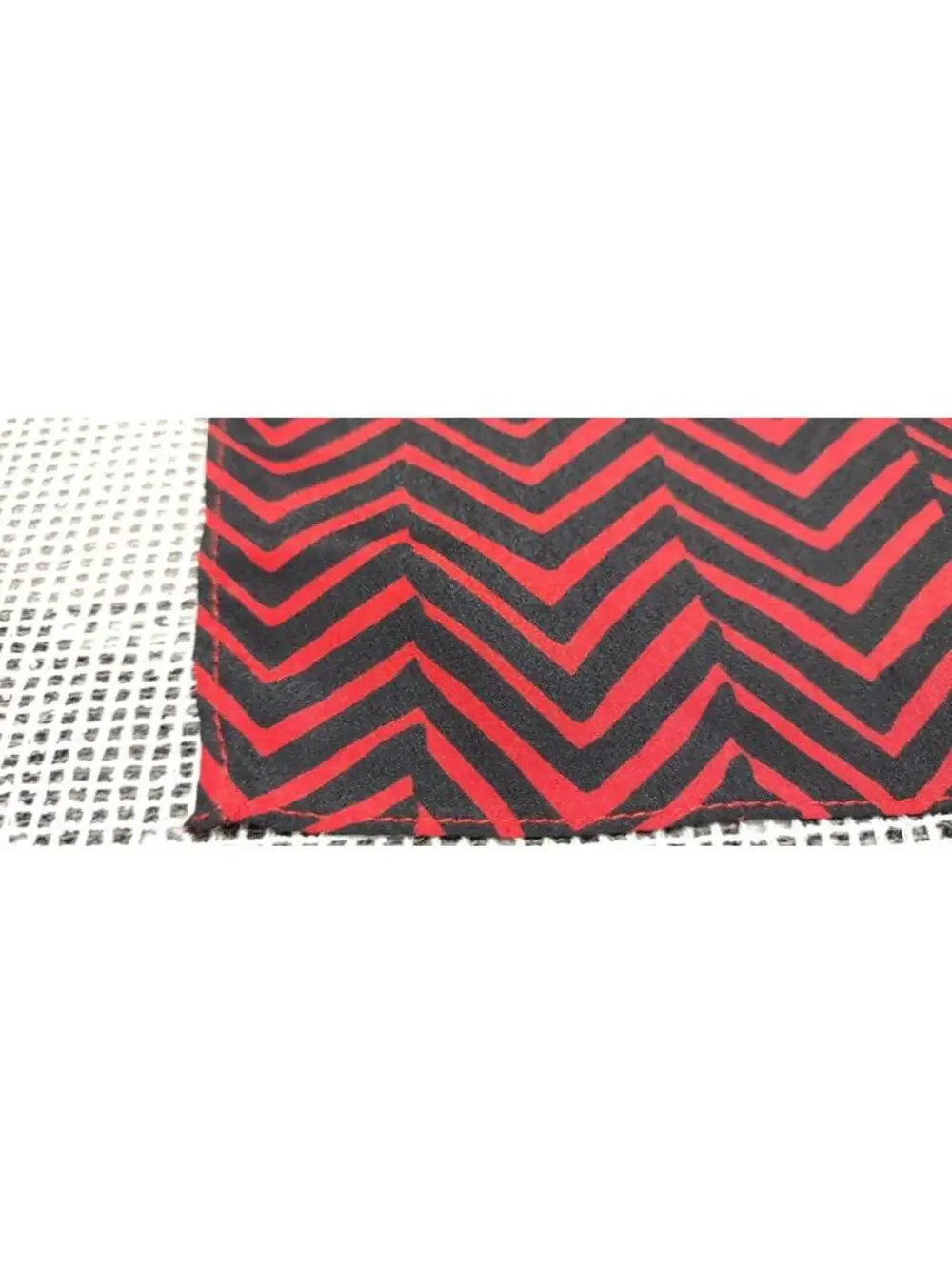 Vintage 60s Pocket Hankie Red Black Zig Zag Zebra Authentic MID CENTURY MENSWEAR